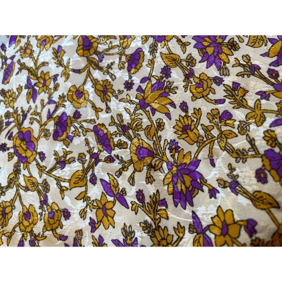 RAGA Bohemian Slit Sleeve Cold Shoulder Gold & Purple Floral Mini Dress Size XS - Picture 14 of 16